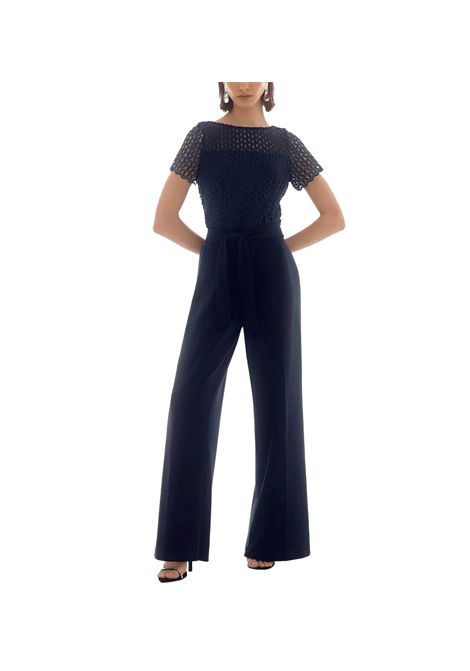 Tuta Joseph Ribkoff donna 251715 Blu pizzo macramè gamba larga fusciacca maniche corte bordo smerlato JOSEPH RIBKOFF | Tute | 2517152166